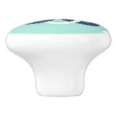 Munt en Donkerblauw Verweven Bloempatroon Keramische Knop (Zijkant)