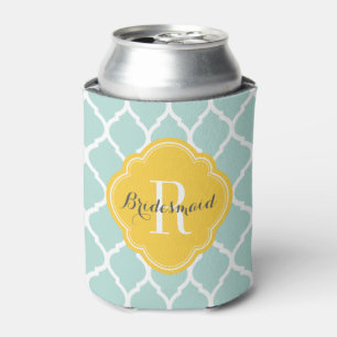 Munt en Geel Marokkaans Quatrefoil Monogram Blikjeskoeler