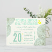 Munt en Geel Succulent Modern Wedding Kaart (Staand voorkant)