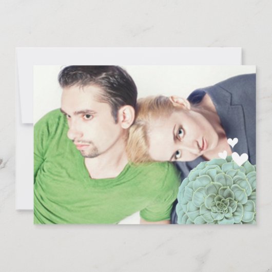 Munt en Geel Succulent Modern Wedding Kaart (Achterkant)