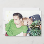 Munt en Geel Succulent Modern Wedding Kaart (Achterkant)