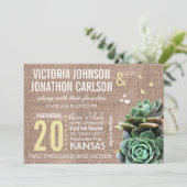 Munt en Geel Succulent Modern Wedding Kaart (Staand voorkant)