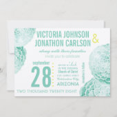 Munt en Geel Succulent Modern Wedding Kaart (Voorkant)