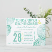 Munt en Geel Succulent Modern Wedding Kaart (Staand voorkant)