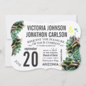 Munt en Geel Succulent Modern Wedding Kaart (Voorkant)