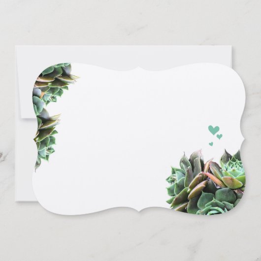 Munt en Geel Succulent Modern Wedding Kaart (Achterkant)