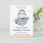 Munt en geel Waterverf Cute Boy Baby shower Save The Date (Staand voorkant)