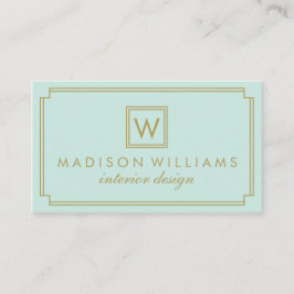 Munt en goud Art Deco Monogram Visitekaartje