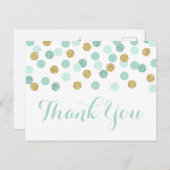 Munt en Goud Baby shower Dank u Briefkaart (Voorkant / Achterkant)