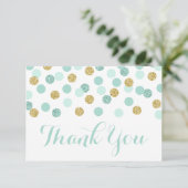 Munt en Goud Baby shower Dank u Kaarten Plat (Staand voorkant)