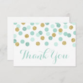 Munt en Goud Baby shower Dank u Kaarten Plat (Voorkant / Achterkant)