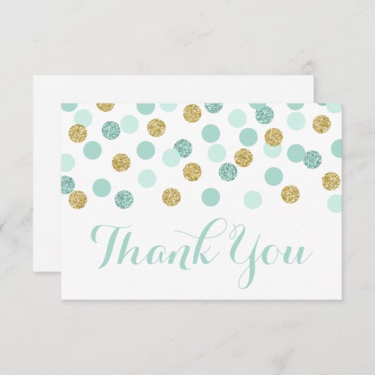Munt en Goud Baby shower Dank u Kaarten Plat (Voorkant / Achterkant)