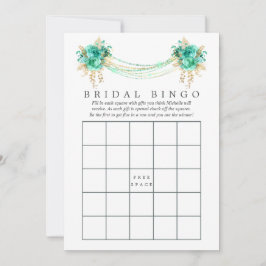 Munt en Goud Bloemen String Lights Bruids Bingo