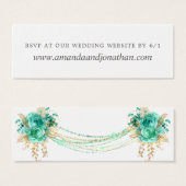 Munt en Goud Bloemen String Lights Bruiloft RSVP Mini Visitekaartjes (Voorkant /achterkant)