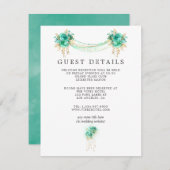 Munt en Goud Bloemenlichten Bruiloft Gast Details Informatiekaartje (Voorkant / Achterkant)