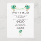 Munt en Goud Bloemenlichten Bruiloft Gast Details Informatiekaartje (Voorkant)