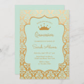 Munt en goud Damask Glam Modern Quinceanera Kaart (Voorkant / Achterkant)