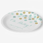 Munt en Goud Glitter Baby shower Papier Borden Papieren Bordje (Gekanteld)