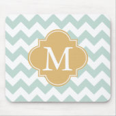 Munt en Goud Modern Chevron Custom Monogram Muismat (Voorkant)