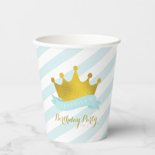 Munt en Goud Prinses Verjaardagsfeestje Papier Cup Papieren Bekers (Voorkant)