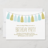 Munt en Goud Tassel Garland Verjaardagsfeest Kaart (Voorkant)