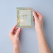 Munt- en gouden alcoholinkt marmeren bruiloft flyer (Hand)