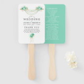 Munt- en gouden bloemenslingerlichten Huwelijkspro Handwaaier (Voorkant en achterkant)