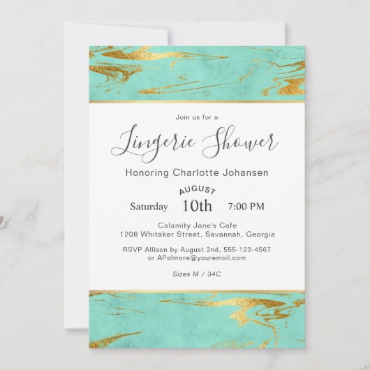 Munt en Gouden Faux Folie Lingeriedouche Kaart (Voorkant)