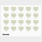 Munt en Gouden Faux Glitter Chevron Hart Sticker (Vel)