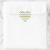 Munt en Gouden Faux Glitter Chevron Hart Sticker (Tas)
