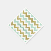 Munt en Gouden Faux Glitter Chevron Servet (Hoek)