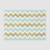 Munt en Gouden Faux Glitter Chevron Tissuepapier (Voorkant)