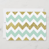 Munt en Gouden Faux Glitter Chevron verjaardag Kaart (Achterkant)