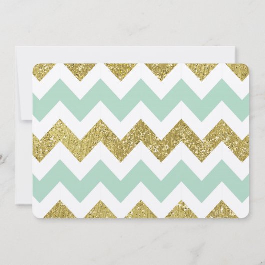 Munt en Gouden Faux Glitter Chevron verjaardag Kaart (Achterkant)