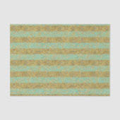 Munt en Gouden Faux Glitter Strepen Tissuepapier (Voorkant)