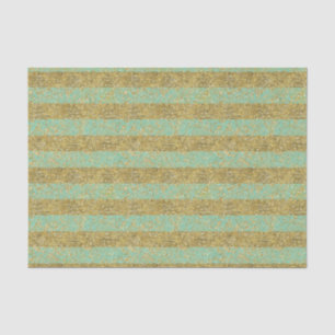 Munt en Gouden Faux Glitter Strepen Tissuepapier