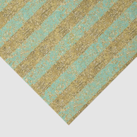 Munt en Gouden Faux Glitter Strepen Tissuepapier (Detail)