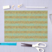 Munt en Gouden Faux Glitter Strepen Tissuepapier (Craft)