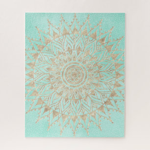 Munt en gouden mandala legpuzzel