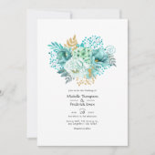 Munt- en gouden waterverf bloemenhuwelijk kaart (Voorkant)