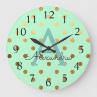 Munt en goudfolie Polka Dots Monogram Naam