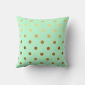 Munt en goudfolie Polka Dots Monogram Naam Kussen (Achterkant)