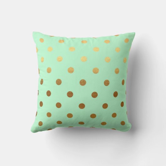 Munt en goudfolie Polka Dots Monogram Naam Kussen (Achterkant)