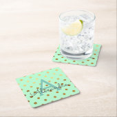 Munt en goudfolie Polka Dots Monogram Verjaardag Kartonnen Onderzetters (Insitu)