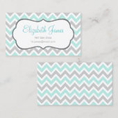 Munt en grijs Kleurrijke Chevron Stripes Visitekaartje (Voorkant / Achterkant)