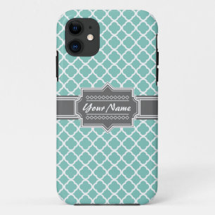 Munt en Grijs Marokkaans Quatrefoil Speciaal N1 iPhone 11 Hoesje