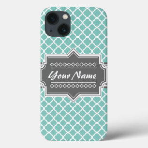 Munt en Grijs Marokkaans Quatrefoil Speciaal N1 Case-Mate iPhone Case