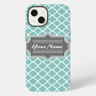 Munt en Grijs Marokkaans Quatrefoil Speciaal N1 iPhone 13 Hoesje