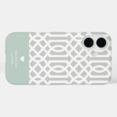 Munt en Grijs Traliewerk Hart Monogram Case-Mate iPhone Case (Achterkant (horizontaal))