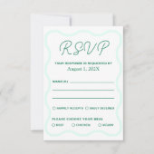 Munt en Groen Wavy Retro bruiloft RSVP Kaartje (Voorkant)